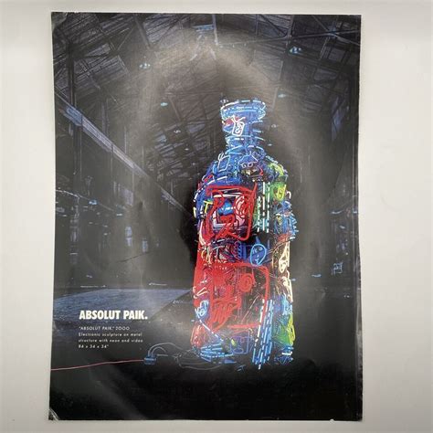 2001 Absolut Paik PRINT AD Vodka Bottle Art Paik Nam June Father Of