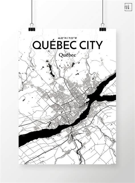 Quebec City City Map Graphic Art Print Poster In Ink City Maps