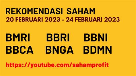 Rekomendasi Buy Saham Bmri Bbri Bbni Bbca Bnga Bdmn Februari