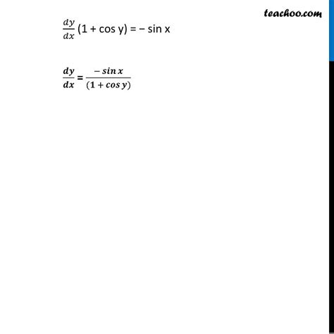 Example 23 Find Dy Dx If Y Sin Y Cos X Chapter 5 Class 12