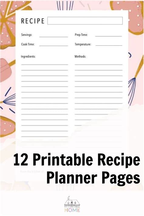 12 Printable Recipe Planner Pages Free Recipe Book Recipe Book