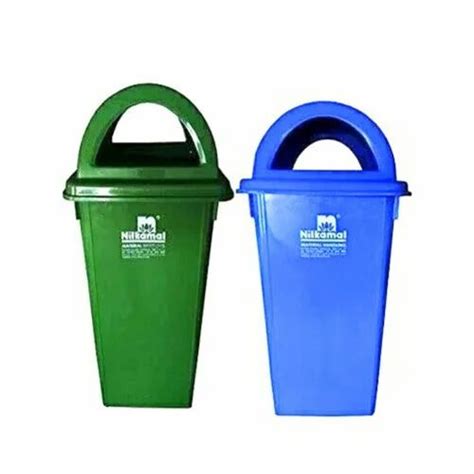 Blue And Green Open Hood Type Nilkamal Dustbin Paddle 80 Litre For