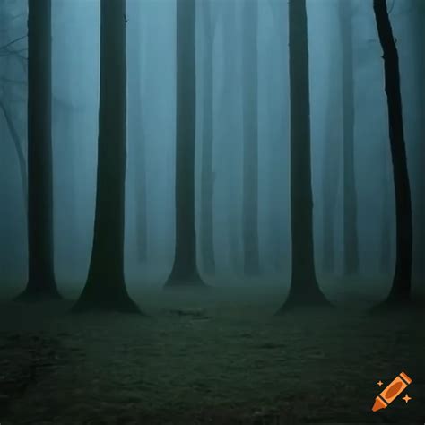 Creepy Misty Pinetree Forest At Night On Craiyon