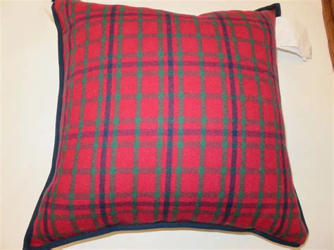 Ralph Lauren Tartan Plaid 2 Designs Wool Blend Deco Pillow Red Blue