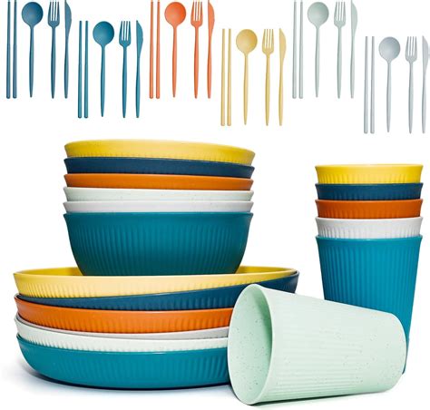 Amazon Wheat Straw Dinnerware Sets SHECIPIN 42 Piece