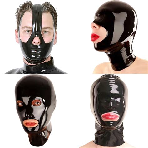 Latex Hood Mask Open Eyes Mouth And Nostrils Mask Women Men Hood Unique