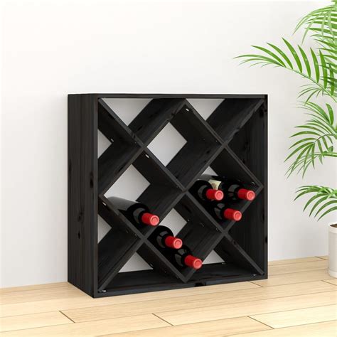 Szafka Na Wino Czarny 62x25x62 Cm Lite Drewno Sosnowe VidaXL