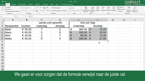 Excel Berekening Met Absolute Kolom Youtube