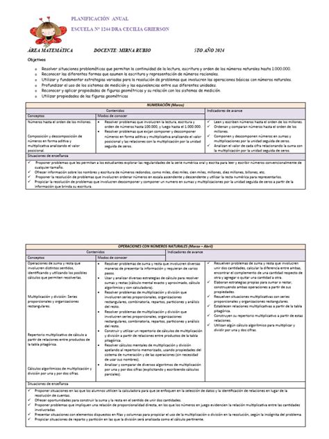 Plananual Mate 5to 2024 Pdf Decimal División Matemáticas