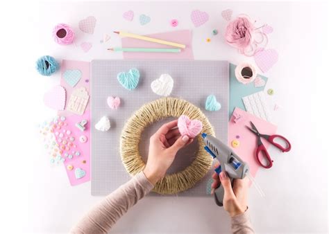 Premium Photo | Making diy project. Knitting decoration. Craft tools ...