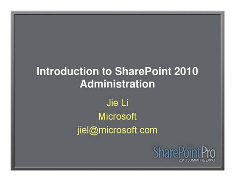 Li Introduction to SharePoint 2010 Administration word文档在线阅读与下载 无忧文档