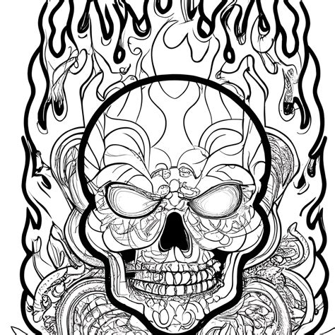 Flaming Skull Coloring Pages