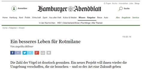 Hamburger Abendblatt Ein besseres Leben für Rotmilane Der Rotmilan