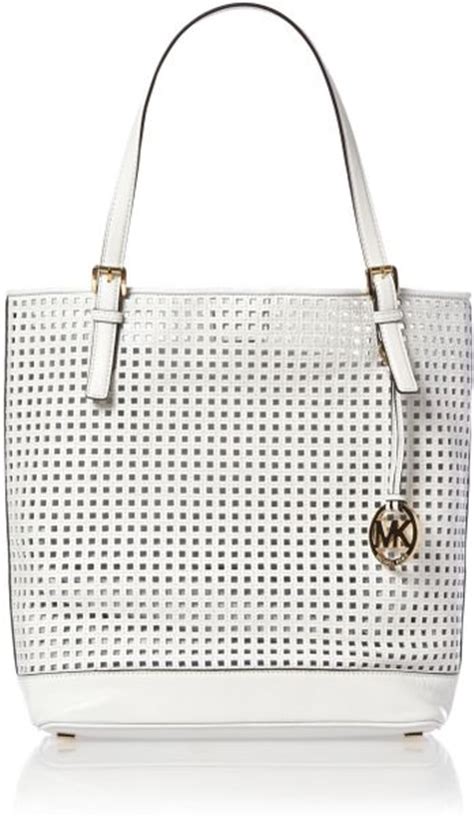 Michael Kors Bridget White Perforated Tote Bag In White Lyst