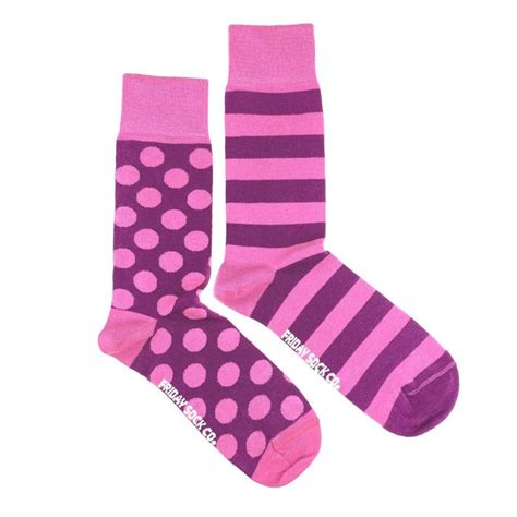 Men S Pink And Purple Stripe And Dot Socks Pink Socks Polka Dot Socks Purple Socks