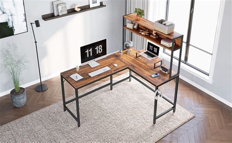 Buy CubiCubi L Shaped Desk With Hutch 59 Corner Computer Desk Home