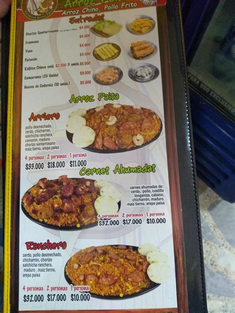 Carta Del Restaurante Arroz Paisa El Arriero Myd Chiquinquir