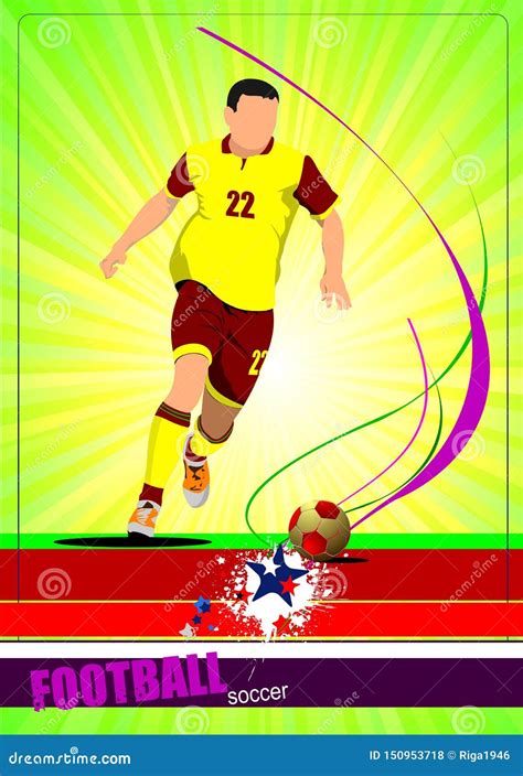 Cartel Del Jugador De F tbol Futbolista Ilustración del Vector