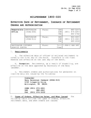 Fillable Online Effective Date Of Retirement Issuance Of Retirement