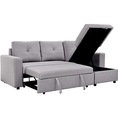 Uniroi Sectional Sleeper Sofa Bed With Reversible Storage Chaise Lounge