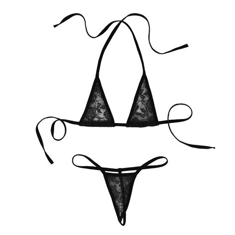 Sexy Women S Lace Micro Mini Bikini Bra G String Underwear Swimwear