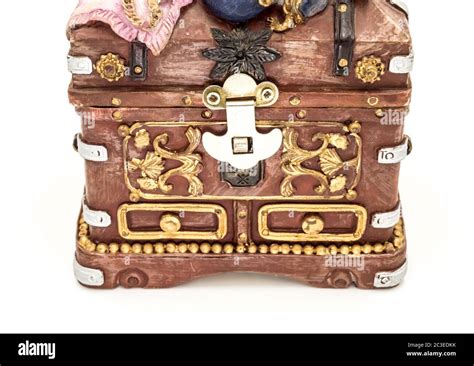 front side    treasure chest  white background stock photo alamy