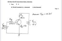 Answered 3 Given The BJT Circuit Shown Below Bartleby