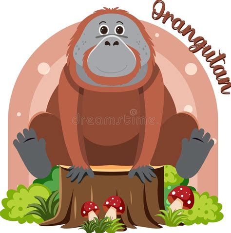 Cute Orangutan In Cartoon Flat Style Stock Vector Illustration Of