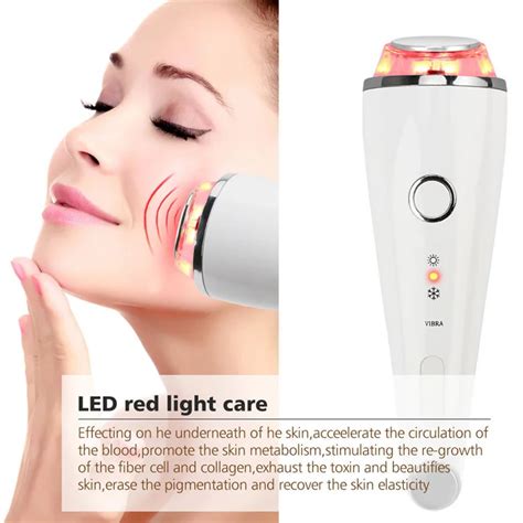 Ultrasonic Hot Cold Hammer Facial Massager Multifunctional Red Blue Light Photon Therapy Beauty