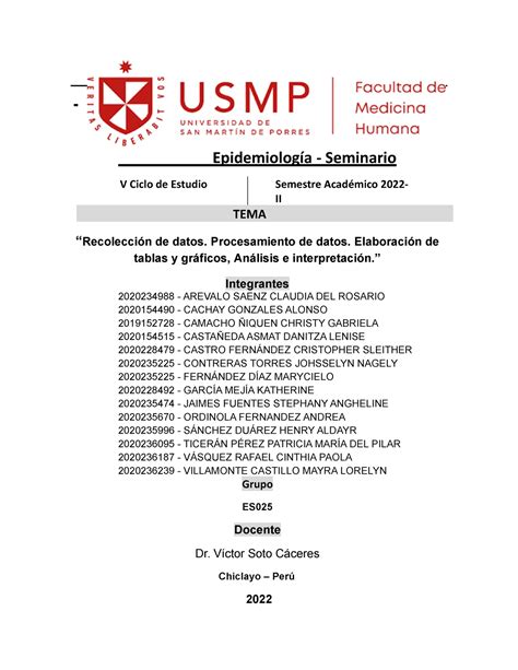 Epidemio SEM Informe 07 Epidemiología Seminario V Ciclo de Estudio