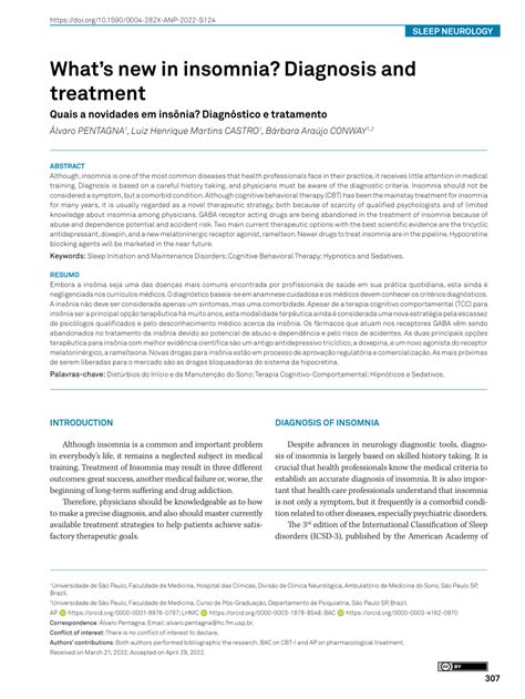 (PDF) What’s new in insomnia? Diagnosis and treatment