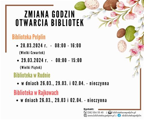 Zmiana Godzin Otwarcia Bibliotek W Wielkim Tygodniu Miejska