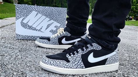 Air Jordan Low Og Black Cement Elephant Print On Feet Youtube