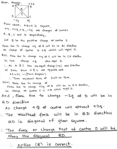 Four Charges Are Arranged At The Corners Of A Square Abcd As Shown In The Figure The Force On