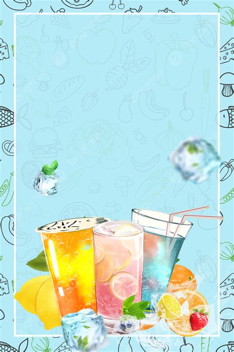 Blue Fresh Summer Ice Drink Poster Background Material Wallpaper Image