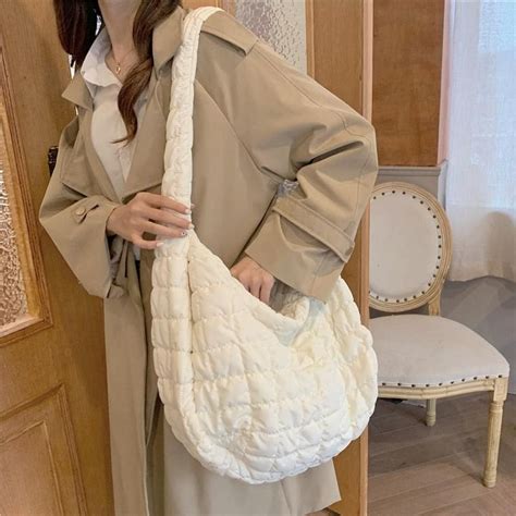 Grand sac à main froncé en nylon matelassé pour femmes Casual tote