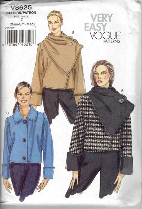 Very Easy Vogue Lined Jacket With Asymmetrical Or Etsy Vogue