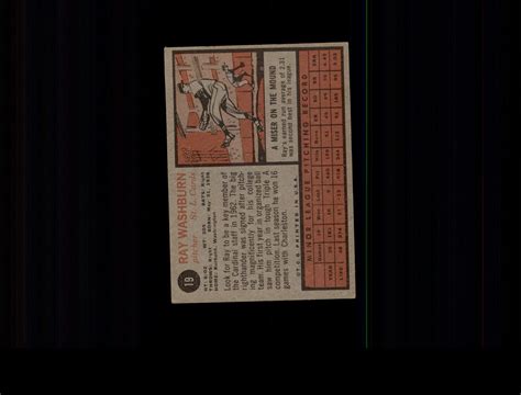 Topps Ray Washburn Rc Vg Ex D Ebay