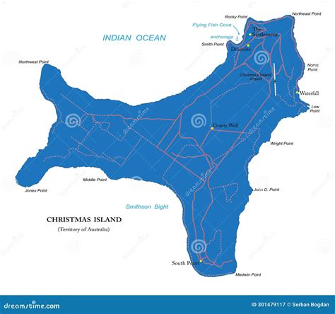 Christmas Island Highly Detailed Political Map Stock Illustration