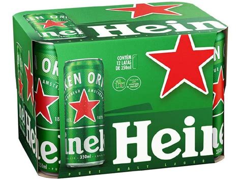 Cerveja Heineken Lata 350ml 12 Unidades Lager Puro Malte Cerveja