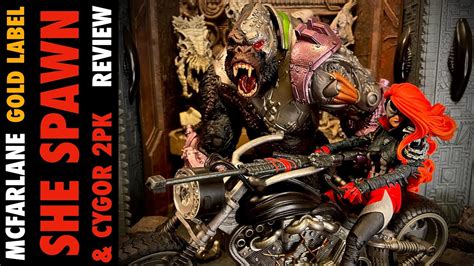 Mcfarlane She Spawn And Cygor Pack Gold Label Review Youtube