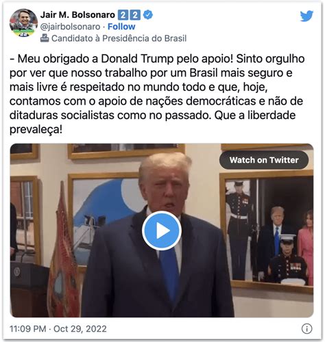 Saiam De Casa E Votem No Presidente Bolsonaro Pede Trump Not Cias