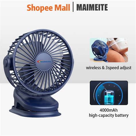 Maimeite Desk Clip Fan Efficient Electric Usb Rechargeable 720