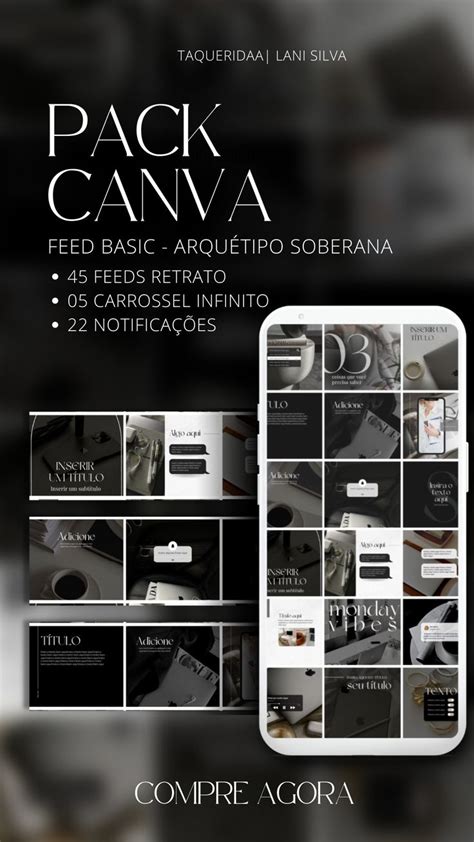 Ideias De Feed Organizado Pack Editáveis No Canva Templates Para