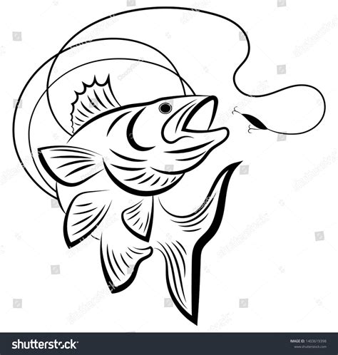 Fishing Logo Black White Illustration Fish