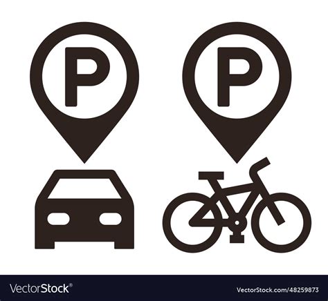 Bike parking and sign location Royalty Free Vector Image