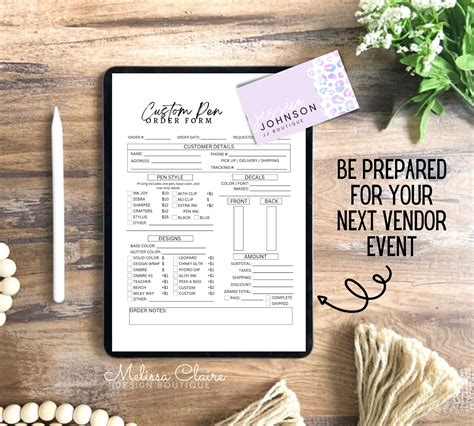 Editable Pen Order Form Template, Canva Forms, Custom Pen Order Form, Pen Pricing, Business ...