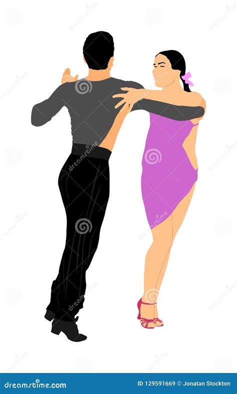 Elegance Tango Latino Dancers Vector Illustration Isolated On White