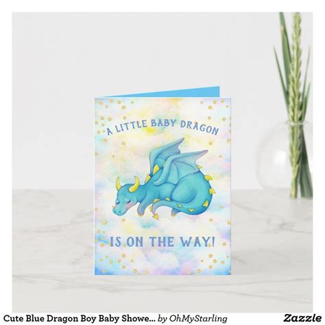 Cute Blue Dragon Boy Baby Shower Invitation Zazzle Baby Shower