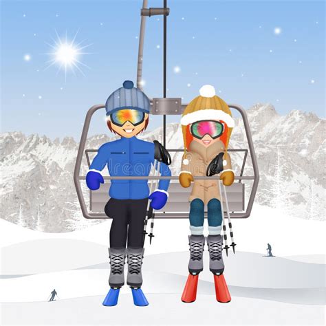 Ski Lift Couple Stock Illustrations 92 Ski Lift Couple Stock